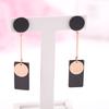 Nuevos aretes creativos de moda rectangulares de acero de titanio bicolor geométricos exagerados para mujer oro rosa bisutería al por mayor
