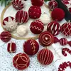 Decoração de Natal Transfronteiriça Bola Decorativa Pintada Aveludada 8cm Decoração de Árvore de Natal Vinho Tinto Atmosfera Festiva Enfeite Pendente
