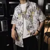 Camisa floral de manga corta con solapa estilo Hong Kong para hombres y mujeres, camisa de pareja, ropa de playa, juvenil, hawaiana, para viajes, holgada, callejera, fresca, top