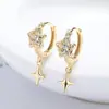 Brincos Starburst Prata 925 para Mulheres, Estrela Cintilante de Cinco Pontas Zircônia Joias Transfronteiriças, Brincos e Presilhas de Design de Nicho