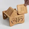 Juego de posavasos redondos de bambú, tapete aislante del calor para taza de té, posavasos cuadrado de kung fu, accesorios para ceremonia del té, tapete para taza de té