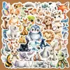 50 pegatinas de animales de acuarela lindas de dibujos animados estilo ins para cuaderno, funda de teléfono, decoración de diario, pegatinas al por mayor