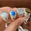 Anel de Pedra Preciosa Feminino s925 Prata Esterlina Fashionável Personalidade Nicho Designer Indústria Pesada Anel Aberto Novo