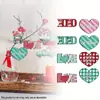 16 de Madera Romántico Día de San Valentín Rojo Verde Puntos Cuadros Tema de Amor Fiesta Fiesta Árbol Festivo Colgante