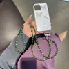 Verano Lujo Ligero Morado Láser Colorido Cuentas Heidi Cadena para Teléfono Móvil Colgante de Muñeca Portátil Anti-pérdida Cadena para Funda de Teléfono Móvil Creativa