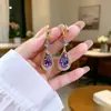 Brincos de Franja com Flor Roxa Estilo Férias de Verão 2026, Brincos de Moda de Luxo Leve, Item Quente Transfronteiriço