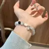 Nuevo Popular Brazalete de Pareja de Piedra Ojo de Gato de Obsidiana Plateada Natural, Moderno y Versátil, Brazalete Magnético de Garra de Gato de Alta Gama