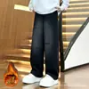 Pantalones de Hombre Otoño e Invierno 2025 Nuevos de Moda Gradiente Deportivos Holgados de Pierna Recta Forrados de Polar Casuales Pantalones Largos de Hombre