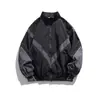 Chaqueta de Primavera y Otoño Estilo Americano Marca de Moda Puntadas Reflectantes Incrustadas Cuello Vertical Cremallera para Hombres y Mujeres Holgada Casual Delgada