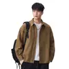 Ropa para Hombre Fengshe / Camisa de Manga Larga Transpirable y Suave, Chaqueta Versátil Casual de Estilo Americano con Cremallera Estructurada y Amigable con la Piel para Hombre