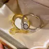 Anillo Abierto Geométrico de Circonita Simple de Moda Personalidad Anillo de Dedo Índice de Alta Gama Nicho Retro Temperamento Joyería Versátil para la Mano