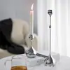 Portavelas de Hierro Electrochapado Estilo Europeo Gotas de Agua Tres Piezas Lujo Ligero Manualidades Adornos para Mesa de Comedor en Casa Portavelas Simple