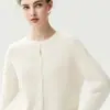 Cárdigan de cachemira de tres hebras engrosado de color sólido para mujer, nuevo abrigo de suéter tejido de cuello redondo para otoño e invierno, suéter suelto con hombro de sillín para mujer
