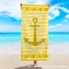 Toalla de Playa de Microfibra con Rayas y Anclas Simple, Toalla de Playa de Secado Rápido y Absorbente de Agua, Toalla de Baño, Toalla de Playa de Envío Transfronterizo