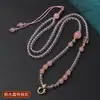 Lanyard con Colgante de Cristal Rosa Original Tiga Cadena Universal Cadena para Suéter Pequeña Fresca y Hermosa Hebilla de Liberación Rápida Ajustable