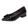 Zapatos de tacón grueso de punta baja para mujer, Otoño, sin cordones, tacón bajo, piel suave, tacón bajo de otoño, suela blanda, cómodos, para trabajar, de cuero