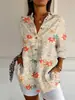 AliExpress Europa y Estados Unidos transfronterizo caliente para mujer camisa larga impresión 3D primavera verano otoño moda manga larga camisa estampado floral