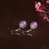 Brincos Pendentes de Ágata Calcedônia 10MM Recomendados pelo Designer com Gancho para Orelha Brincos de Pedra Única para Mulheres Atacado de Fábrica