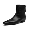 Botas Martin para mujer de punta cuadrada, nuevo estilo otoño e invierno 2026, estilo británico, botas ajustadas con cremallera trasera, botas retro versátiles casuales para mujer