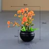 Planta Verde Simulada Flor de Eucalipto em Vaso Decoração de Casa Sala de Estar Plástico Pequeno Bonsai Folha de Dinheiro Flores Artificiais Plantas Ornamentos