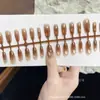 Outono e Inverno Novo Estilo Galho Dourado Folha de Jade 30 Peças de Manicure Codificada Unhas Usáveis Atacado