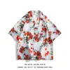 Marca Americana Tendência Camisa Floral de Manga Curta Estilo Retrô Óleo sobre Tela para Homens e Mulheres Verão Solta Camisa Havaiana de Praia