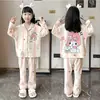 Pijama Infantil 2026 para Niñas Casual Cuello Solapa Manga Larga Pantalón Largo Dibujo Cazador de Demonios Conjunto de Ropa de Casa para Niñas Venta al por Mayor