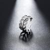 Anillo de hoja de pluma para hombre que no se desvanece, diseño de alta gama, anillo abierto ajustable, moda para mujer, joyería comodín al por mayor