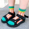 Z178 Calcetines Infantiles al por Mayor Verano Finos Rayas con Letras Medias para Bebé Algodón Transpirables Calcetines de Malla para Niños y Niñas