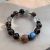 Pulseira de Cristal de Chá Natural Estilo Minimalista Obsidiana Design Personalizado Versátil Discreta Pulseira de Cristal para Mulheres Atacado