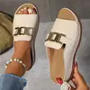 Comércio Exterior Transfronteiriço Sandálias de Plataforma Grossa Femininas Novo Estilo Transfronteiriço Tamanho Grande Casual Moda Simples Fivela de Metal Sandálias Bico Aberto