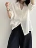 Camisa de Manga Larga Lisa de Lino Tencel Beishan Tongshu para Mujer, Versátil Top Cárdigan Protector Solar de Verano 82223