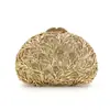 *Bolsa de Strass Aliexpress B009 com Bolsa de Noite de Cristal Metálico Vazado, Bolsa Incrustada de Diamantes de Comércio Exterior, Bolsa Clutch Feminina