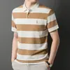Estilo Nuevo de Verano Transfronterizo para Hombre Casual de Gama Alta de Negocios Transpirable y Elegante Camiseta Polo de Manga Corta Rayada