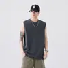 Camisa sem Manga 100% Algodão Masculina Verão Nova Marca Tendência Fresca Solta Sem Mangas Camiseta Masculina Juventude Colete Esportivo Casual Camiseta Masculina