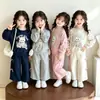 Conjunto de Ropa de Gato para Niños de Amazon Estilo Primavera y Otoño Sudadera con Lazo y Pantalones de Pierna Ancha Conjunto de Dos Piezas Ropa Infantil de Comercio Exterior