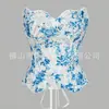 Estilo Novo Europeu e Americano Renda Assimétrica Camada Dupla Ajustada Ossos Roupas Corset Palaciano Ins Impresso Modelador