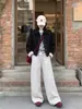 Pantalones de Arroz Pegajoso Gris Claro para Mujer 2026 Nuevos Pantalones de Otoño Sueltos Perezosos Casuales Rectos Cintura Alta Versión Estrecha Pantalones de Pierna Ancha