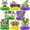 Decorações de Mesa para Festa de Carnaval Bandeiras de Favo de Mel Máscara Conjunto de Suprimentos para Decoração de Festa