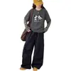Pantalones anchos de trabajo para niña con múltiples bolsillos, pantalones largos casuales rectos holgados de primavera y otoño, atuendo elegante y moderno