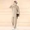 M182 # Amazon Aliexpress Venta Caliente Transfronteriza Ropa de Punto para Mujer Pantalones de Pierna Ancha Moda Casual Conjunto de Dos Piezas