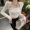 Camiseta 2026 Hot Girl para Mulheres, Estilo Fino de Primavera e Outono, Top Curto Sexy Ajustado Estilo Hong Kong, Roupa Íntima de Manga Longa Estilo Americano Hot Girl