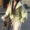 Sudadera con capucha y cremallera larga de manga larga estilo coreano simple para mujer de Dongdaemun, ropa urbana de alta gama para ir al trabajo