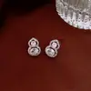 Pendientes Círculo Flor Perla Aguja Plateada, Pendientes de Diseño Fresco y Dulce, a la Moda, Pendientes de Lujo Ligero de Nicho de Gama Alta para Mujer