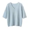 Camisa de Moda Suelta para Mujer, Color Sólido Gris Puro, Manga Tres Cuartos, Ajuste Delgado, Otoño e Invierno, Versátil, Talla Única