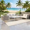 Cadeira de Rattan Minimalista Moderna para Pátio Externo Lazer Varanda Impermeável Resistente ao Sol Sofá de Rattan com Encosto para Exterior