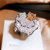 Jóias Gao Ding requintado terno de pétalas totalmente cravejado de diamantes para mulheres anel de esmeralda de imitação de diamante zircônia micro-cravejado banhado a ouro
