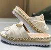 Zapatos de Verano para Mujer Talla Grande 2020Wish Amazon Suela Gruesa Paja Trifle Boca de Pez Lazo Zapatos de Mujer