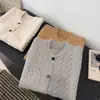 Colete de tricô sem mangas de botão único torcido estilo coreano para mulheres, nova jaqueta cardigã suéter em camadas para outono