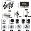 Toppers acrílicos para pasteles con tema musical, juego de notas musicales, decoraciones para hornear de bola de espejo y suministros de decoración